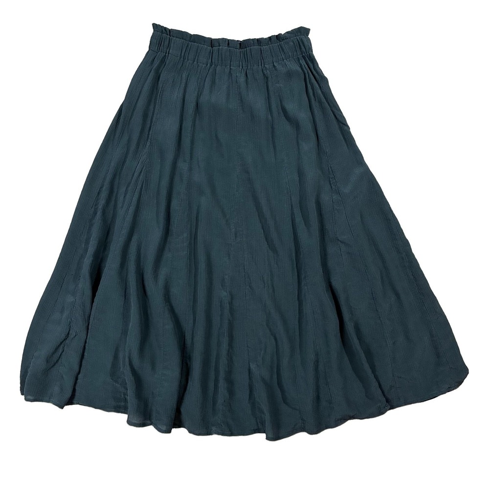 MM Lafleur 100% Silk Midi Maxi Skirt Forest Green Womens M Quiet Luxury Poetcore - Picture 6 of 6